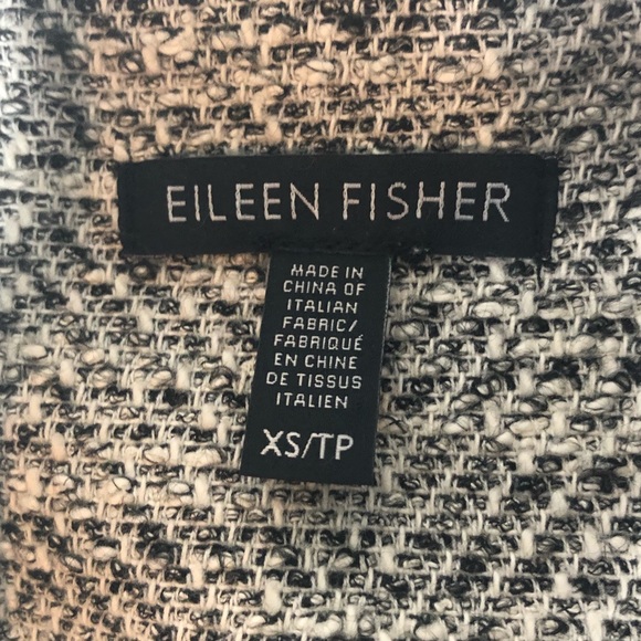 Last Day Last  Chance Eileen Fisher Black/Cream/White Cape Style Jacket - Picture 6 of 7